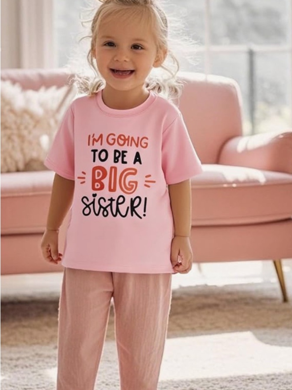 Pink "I'm Going To Be A Big Sister" Tee